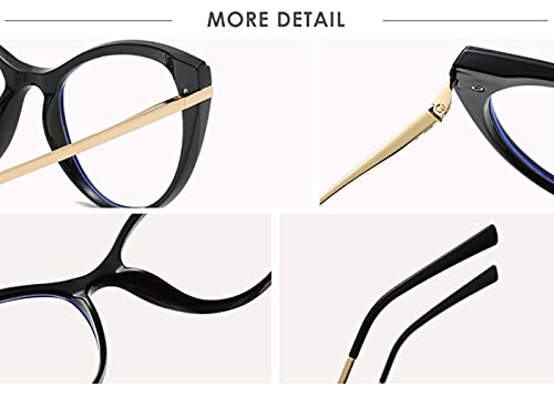 Image of LJCZKA Blue Light Blocking Glasses Women Anti Eye satrain Computer Cat eye Eyeglasses Cateye Clear Frame