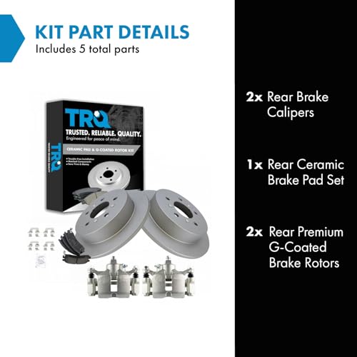 Image of TRQ Rear Brake Pad and Rotor Set Ceramic Solid Rotors Calipers