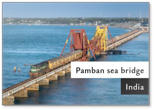 Indian Railways Passenger Train Crossing Historical, 2 Kms Long Pamban Sea Bridge. Design 2, Fridge Magnet