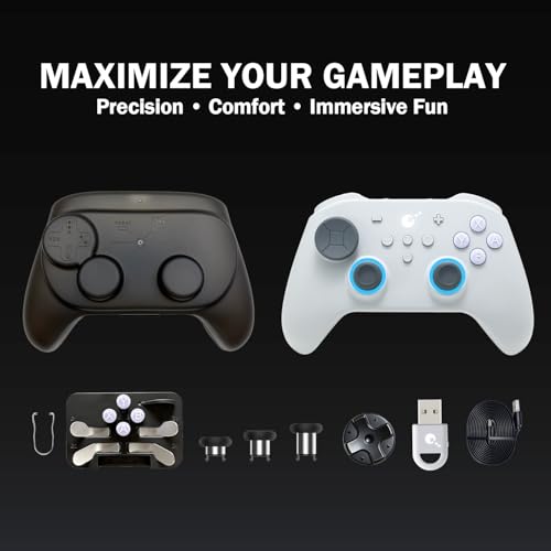 Image of GuliKit TT MAX Bluetooth Controller For Switch 2 /PC /Android /iOS - Ultra Fast Wireless Gamepad with Tension Adjustable TMR Joysticks,Micro /Hall Triggers,4 Rear Paddles,Switch 1 /2 Wake-Up,Multi-functional Adapter