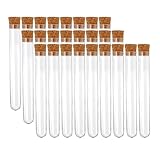 UOUVOSTA 25Pcs 10ml Clear Plastic Test Tubes with Cork Stoppers Kit, 15x100mm Hard Transparent Test Tube for Scientific Experiments, Plant Propagation, Jewelry Spice Liquid Decoration and Storage