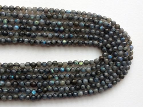 Labradorite perles 5mm de qualité gemme reflets bleus intenses pour bijoux - 7
