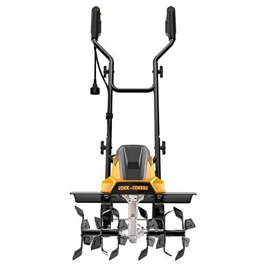Rock&Rocker 18-Inch 13.5Amp Electric Tiller, Garden Tiller Power Tiller 8.7" Working Depth, 6 Steel Tines, Foldable Handle, Lightweight, Adjustable Wheels, for Digging, Soil Cultivation, Landscaping