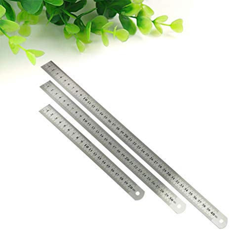 STOBOK 3Pcs Régua Maquinista Régua de Aço Inoxidável Régua de Metal Com Polegadas E Centímetros para
