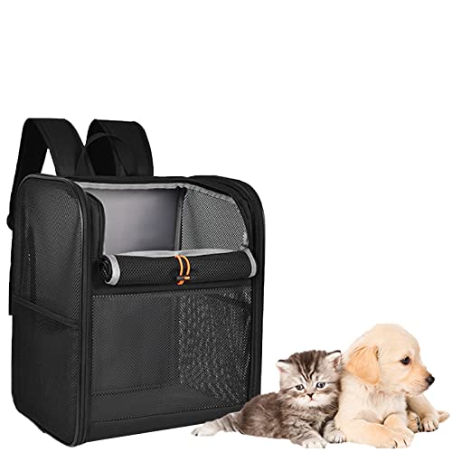 Wakytu Hunderucksack bis 5kg Katzenrucksack atmungsaktiver Faltbarer Hunde Katzen Rucksack Tragetasche Katzenrucksackträger mit innerem Sicherheitsgurt Cover