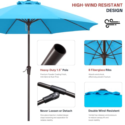 Image of ABCCANOPY 11FT Patio Umbrella Outdoor 8 Ribs Table Umbrella(Turquoise) | Fade & UV Resistant Fabric,8 Fiberglass Ribs,Smooth Crank System,Wind Resistance,Great for Patio,Backyard,Garden,Deck