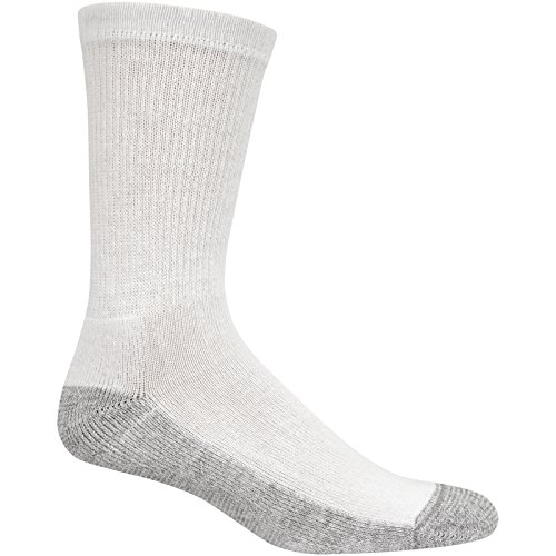 fruit of the loom superior fit extra durable cushioning 6 pack crew socks (whit/grey)