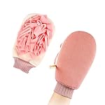 Double-Sided Exfoliating Gloves for Shower，Body Scrub Sponge for Shower Mitt,Deep Exfoliating Glove,Exfoliating Body Scrubber for Bath,Exfoliating Mitt for Shower(Pink)