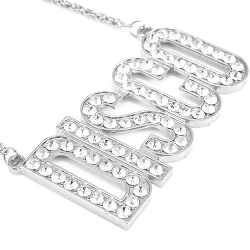 ASIJUNTYECHO Disco Necklace Chain for Men Women,70s Disco Outfit Silver Chain, 70s Party Chain Jewelry Costume Accessories,Trendy Ncklace for 70s Party Jewelry Gift4