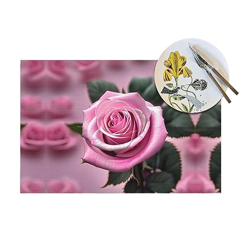 Sets de table lavables et durables lot de 6 avec imprimé rose romantique
