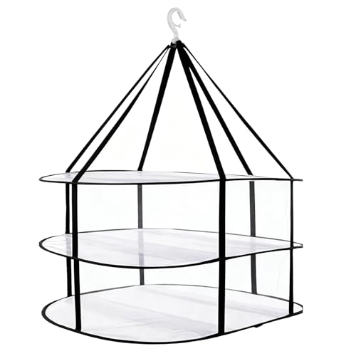 Woonsoon 3-Tier Folding Mesh Clothes Drying Rack, Black