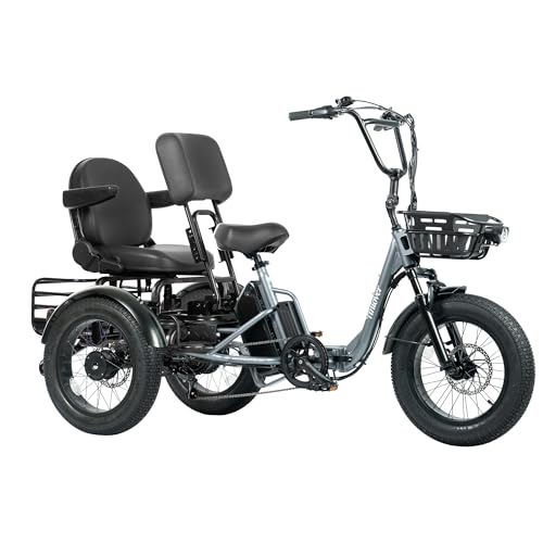 TINIOVER Creek Folding Electric Tricycle for Adults, Etrike with Passenger Seat & Backrest, 1000W...