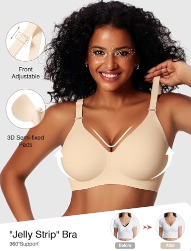 Image of Wireless Bras for Women Jelly No Underwire Push Up Seamless Comfort Full Coverage Supportive Soft Everyday Tshirt Bra