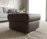 Quattro Meble Dunkelbraunes Fast schwarz Echtleder Toledo Caffe Hocker aufklappbar mit Stauraum Sitzhocker Rindsleder Sitzwürfel Fußhocker Polsterhocker Echt Leder Puff (55 x 60 x H-40 cm)