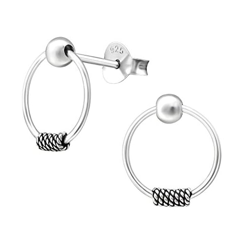 Laimons Women's Small Round Stud Earrings Women's Jewellery Oxidised 925 Sterling Silver Cover