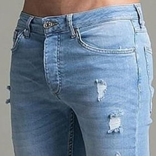 DGHM-JLMY Ripped Jeans for Men Skinny Stretch Denim Pants Distressed Slim Trousers Destroy Holes Fashion Biker Pant4