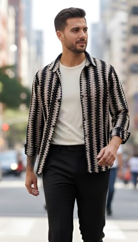 Image of GRECIILOOKS Men's Polycotton Regular Fit Knitted Shirts for Men | Summer Shirt for Men | Everyday Fashion Outfit | Trendy Stylish Shirt for Man