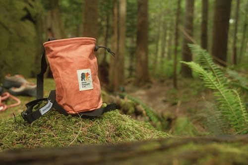 Oso Supply Co - Waxed Canvas Chalk Bag for Rock Climbing, Bouldering Chalk Bucket with Belt, Waterproof, Zippered Pocket - Perfect Rock Climbing Gear, Equipment for Indoor/Outdoors (Orange) - Thumbnail 3