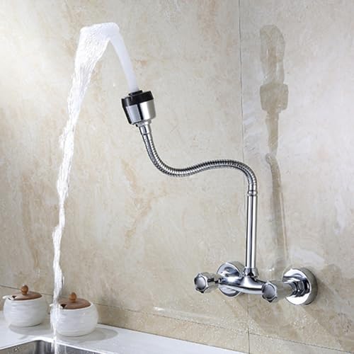 Cuisine pivotante mur à double manche mélangeur de salle de bain robinet