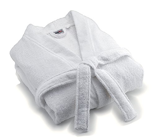 Peignoir kimono blanc uni adulte mixte en coton doux