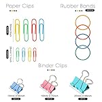 300 Pcs Binder Clips, Rubber Bands, Office Set, Paper Clips, School & Teacher Supplies for Office Desk Essentials (Assorted Sizes) - Image 2