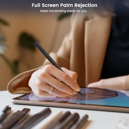 Image of Stylus Pen for iPad, Dual-Tip 13 mins Fast Charge Pencil for Apple, Palm Rejection, Tilt Sensitivity, Compatible w /iPad 6 /7 /8 /9 /10, Pro 11 /12.9in /M4, Air 3 /4 /5 /M2, Mini 5 /6 - Black