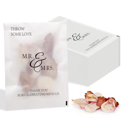 Image of 100 Pcs Wedding Confetti Bags Throw Some Love Petal Toss Packets Glassine Flower Petal Packets for Wedding Send Off, Exit, Tosses