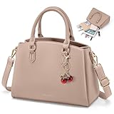 RAINSMORE Bolso Mujer de Piel PU Bolsos de Mano y Bandolera con Correa Ajustable para Tablet 11 Pulgadas Bolso Shopper Mediano para Trabajo y Oficina Diseño de Gran Capacidad Moderno Caqui
