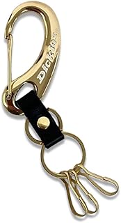 [ディッキーズ] カラビナキーホルダー (ブランドロゴ入り/シンプル) ブランド キーホルダー (脱着簡単 / 全長140mm) カラビナ おしゃれ (ゴールド×ホワイトロゴ)