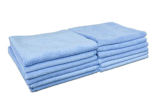 Detailer's Preference Premium Cleaning Microfiber Towels, 350 Gsm, 16 X 16 Inches, Blue, 12-Pack #TOP1