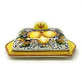 CERAMICHE D'ARTE PARRINI- Italian Ceramic Butter Dish Hand Painted Decorated Three Lemons Made in ITALY Tuscan Art Pottery