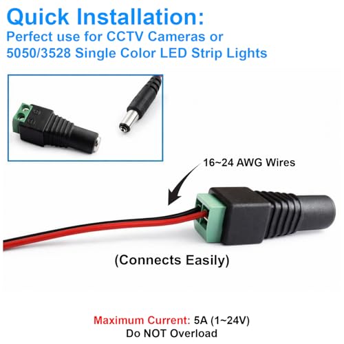 California JOS 2 Male + 2 Female 12 V 2.1x5.5mm DC Power Jack Plug Adapter Barrel Connector for CCTV Security Camera LED Strip - Image 5
