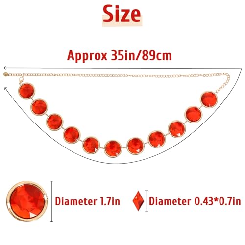 Women's Raven Belt Cosplay Costume Waistbelt Chain with Red Stones Halloween Cosplay Props for Girls3