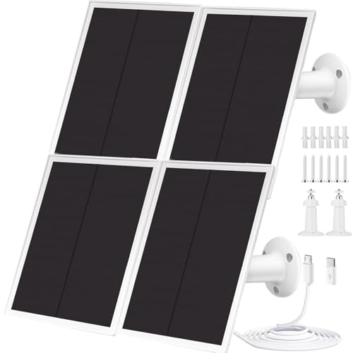 Image of 4 Pack Solar Panel for Ring Security Camera, Premium 5V USB Solar Panel Charger IP65 Waterproof, Compatible with Outdoor Rechargeable Battery Powered Cam, 9.8ft USB Cable, 360 Adjustable Bracket