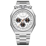 Formicron Orologio cronografo da uomo, cinturino in acciaio inox, movimento al quarzo, impermeabile, con lancette luminose, datario, quadrante 1/10 di secondo, orologio da uomo alla moda per affari