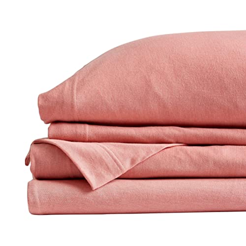 Jersey Sheets Queen Size | Soft and Breathable Jersey Knit Fabric | All Season Jersey Bed Sheets | Stretchy Deep Pocket Jersey Cotton Sheets | SoHo Collection (Light Pink)