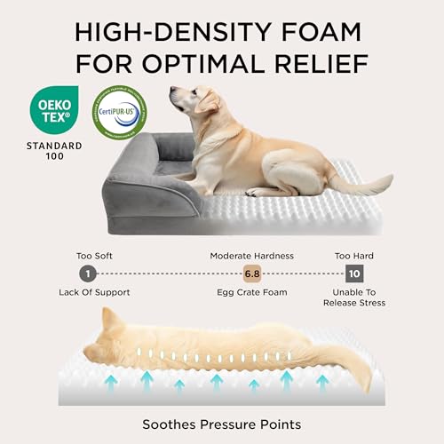 Bedsure Orthopedic Dog Bed Medium Size Dogs - Washable Medium Dog Cat Bed Waterproof, Comfort Pet Couch Sofa with Washable Removable Cover, Pets Bed with Nonskid Bottom, Grey, 28" - Image 4