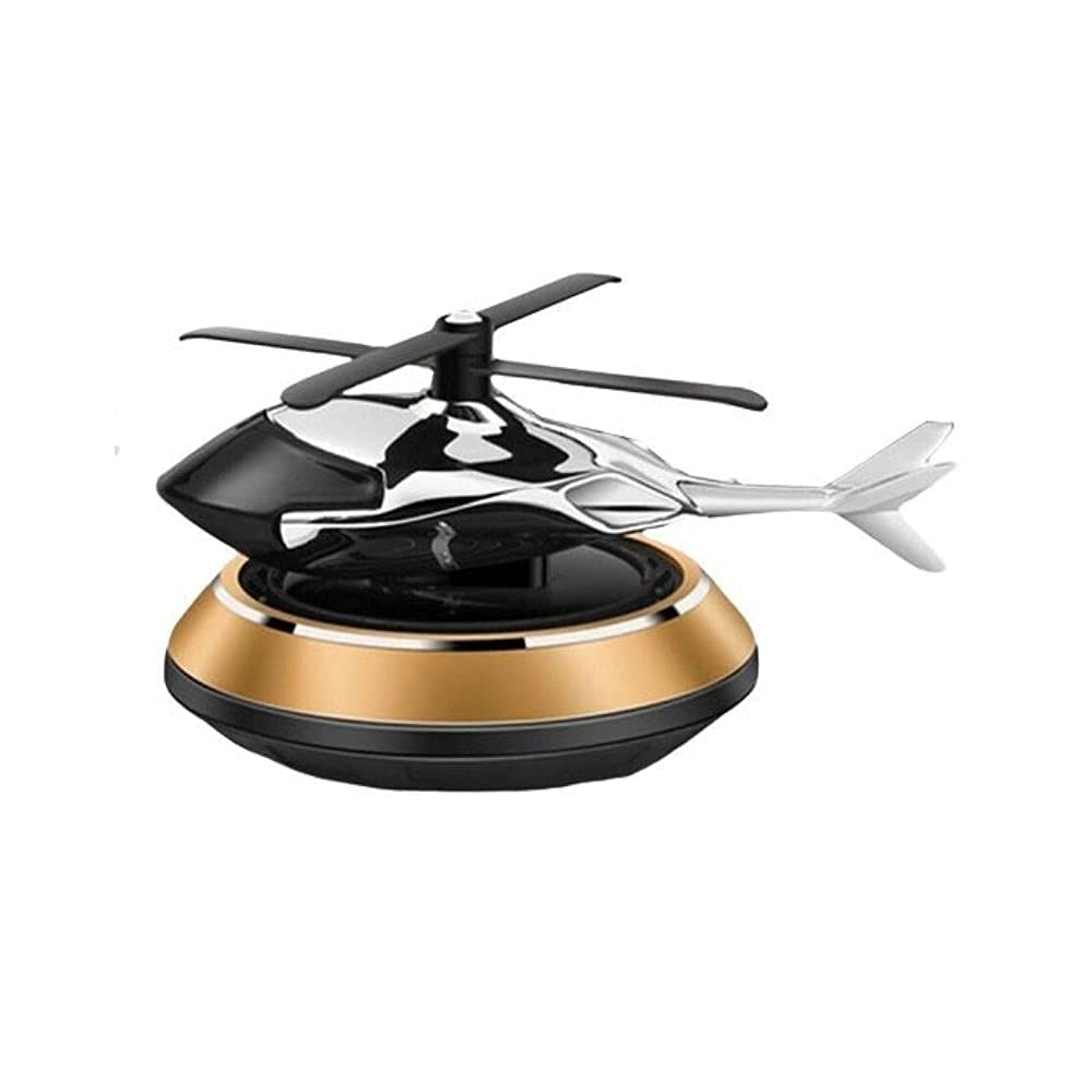 DWB Auto�? Trending New Alloy Helicopter Solar Car Air Freshener Aromatherapy Car Interior Decoration Accessories Fragrance For Home | Office Air Fresher Decoration Perfume (Gold)
