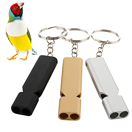 DQITJ 3 Pcs Birds Whistle Stainless Steel Training Training Flute Pet Behavior Training Tool for Pigeons Doves Parrot (Black, Gold, Silver)