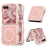 UEEBAI Custodia magnetica per Samsung Galaxy Z Flip 7 5G, in silicone opaco, trasparente, con ricarica wireless, antiurto, antigraffio, antiscivolo, in morbido TPU, colore: rosa