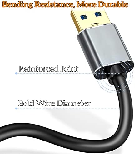 USB 3.0 Extension Cable, USB Type A Male to Female Extender Cord, 5Gbps Data Sync USB Wire Charging Lead Compatible with Printer, Scanner, Keyboard, Hard Drive, Car Reader, Camera, USB Peripheral (1m)