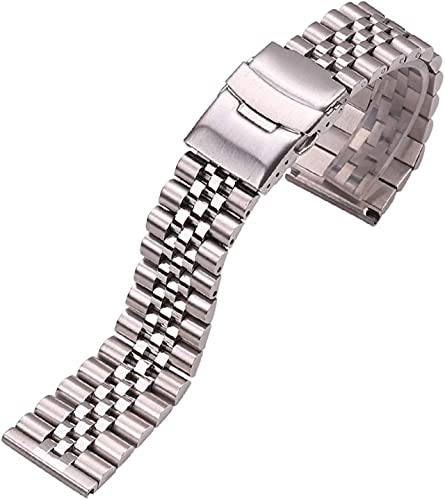 Bracelet en métal argenté élégant en acier inoxydable pour montre 20mm 22mm 24mm