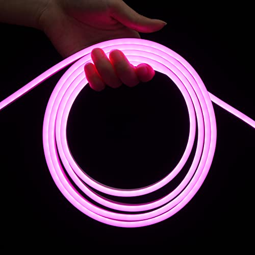 Glattever 16.4Ft/5M Pink Neon Led Strip Lights 12V 600 Leds Light Strip Silicone Waterproof Led Rope Lights Flexible Cuttable Led Lights For Indoors Outdoors Diy Decor (Power Adapter Included) #TOP7