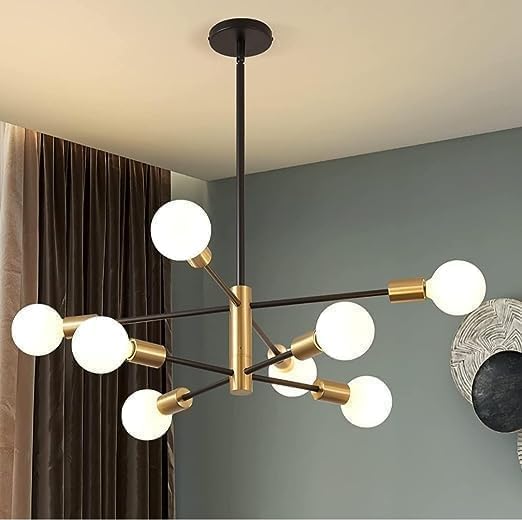 A.J Handicraft Modern 8-Lights Ceiling Light Fixture Black and Gold Light for Living Room,Kitchen Bedroom and Dining Room Wire is Included (Bulb is not Included)-image-49
