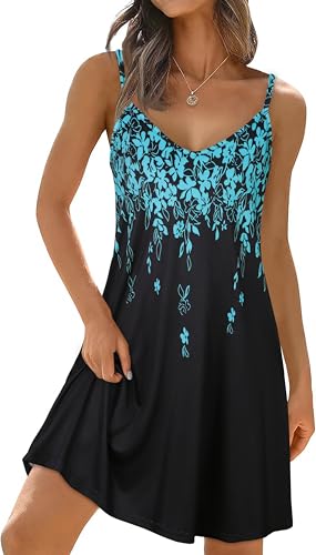 Image of elescat Womens Summer Dresses Spaghetti Strap V Neck Casual Sleeveless Sundress Beach Cover Ups with Pockets 2026