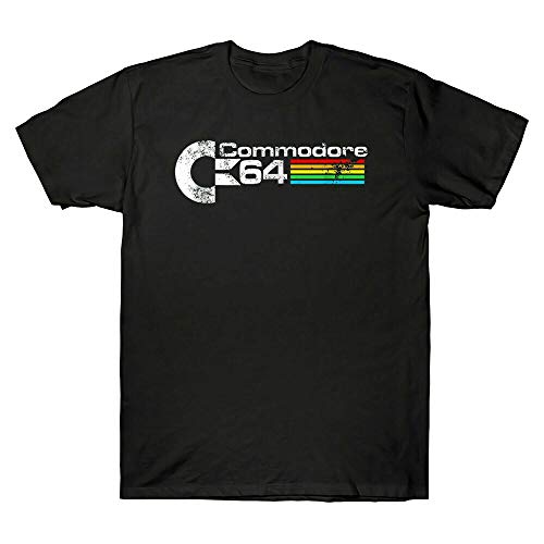  Rare Commodore 64 Computer Vintage C64 T-Shirt Graphic Top Printed Tee Shirt for Mens Black XL