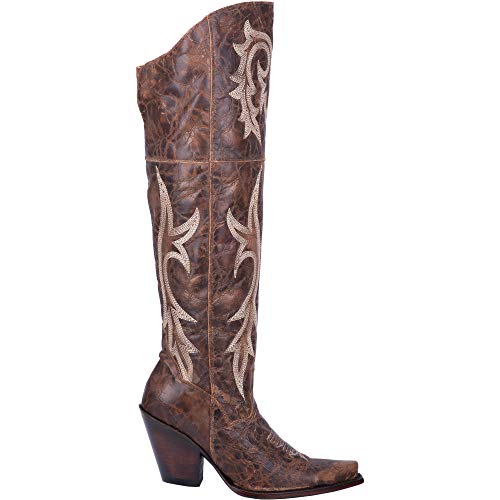 Dan Post Boots Womens Jilted Embroidery Snip Toe Dress Boots Knee High High Heel 3" & Up - Brown - Image 4