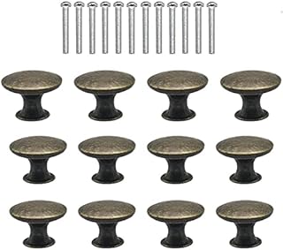 NA Vintage Chic Round Knobs and Handles for Chest of Drawers, 12 PCS Bronze Door Knob with Screws, Mushroom Shaped Furniture Knobs Such as Cabinet Knobs, Wardrobe Handles, Kitchen Cupboard Handles