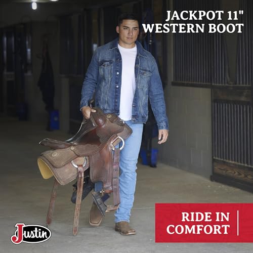 Justin Jackpot 11” Western Boots for Men - Frontier Collection - Square Toe Leather Men’s Cowboy Boots with Comfort Footbed & Heeled Leather Outsole2