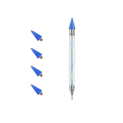 Bolígrafo de pintura de diamantes de imitación para uñas, punteado, sin cera, gemas de doble extremo, cuentas de cristal, mango, manicura, arte de